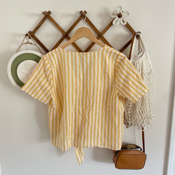 NWT Madewell Agency Tie-front button top in Pompano Stripe - Picture 5 of 6